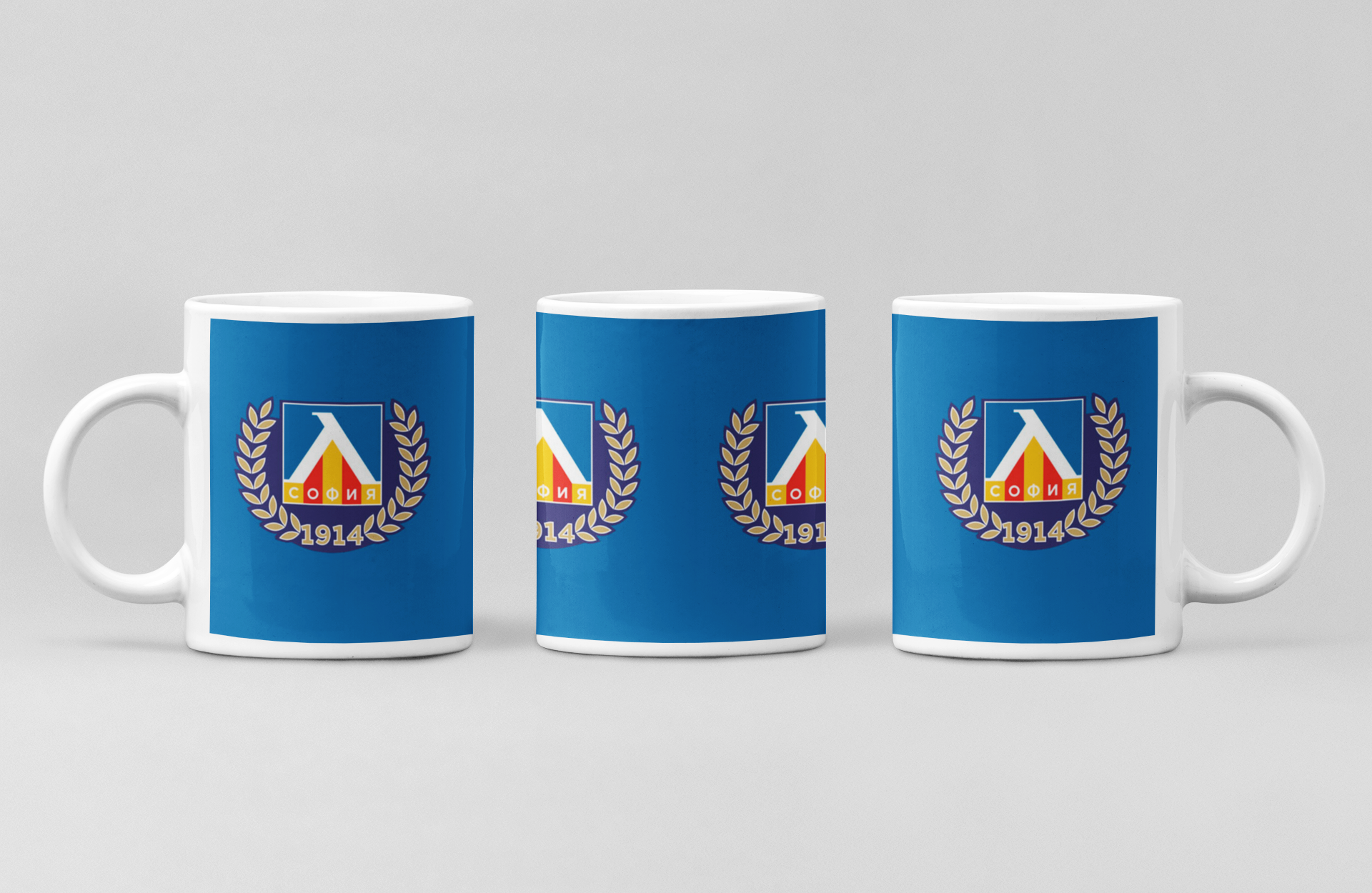 Рекламна фенска чаша на левски. Изработка по поръчка с печат на лого, дизайн, текст