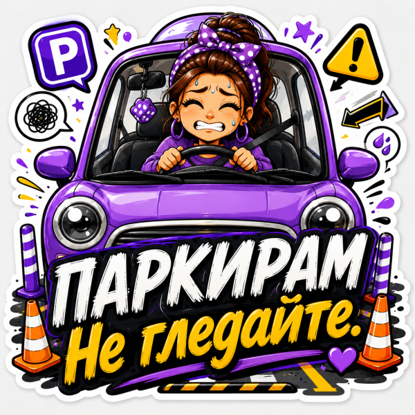 Стикер "Паркирам, не гледай"