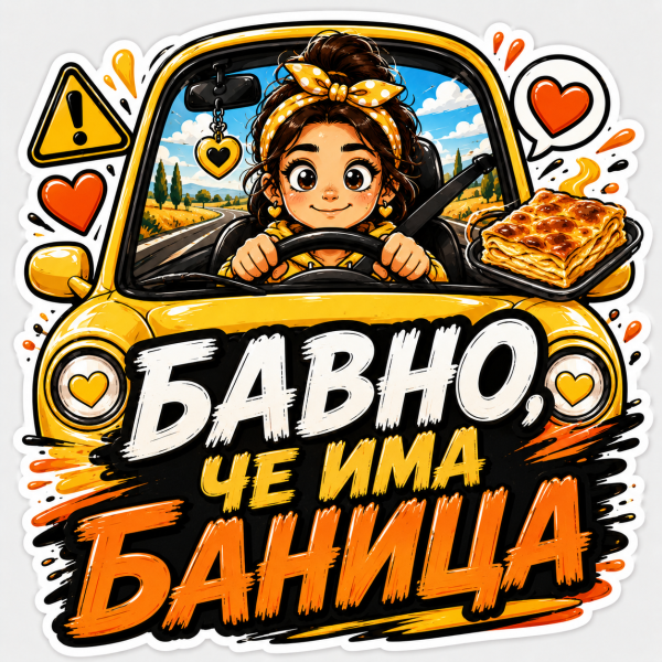 Стикер "Бавно, че има баница"