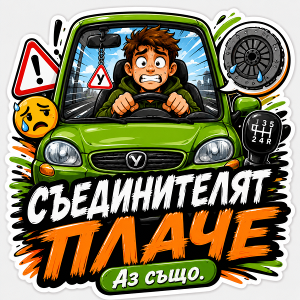 Стикер "Съединителя плаче"