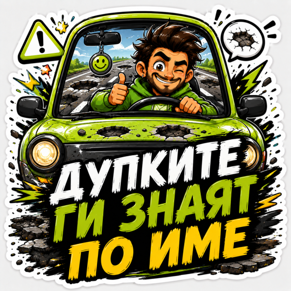 Стикер "Дупките ги знаят по име"