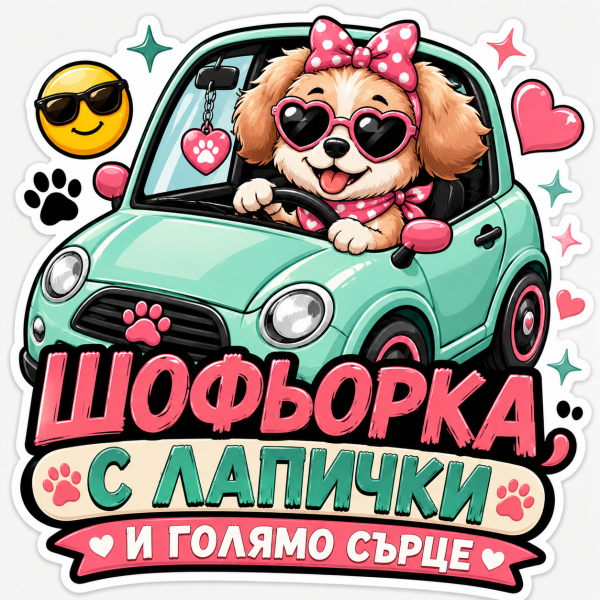 Стикер "Шофьорка с лапички"