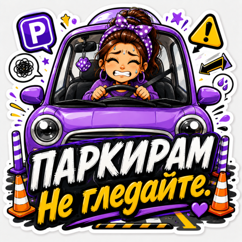 Стикер "Паркирам, не гледай"