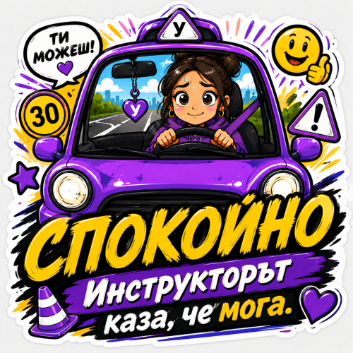 Стикер "Спокойно! Инструкторът каза,че мога"