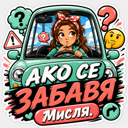 Стикер "Ако се забавя, мисля!"