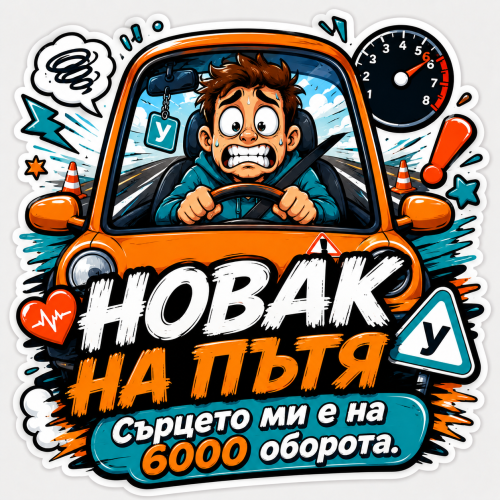 Стикер "Новак на пътя"
