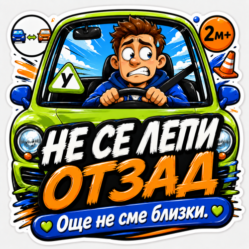 Стикер "Не се лепи от зад, още не сме близки"