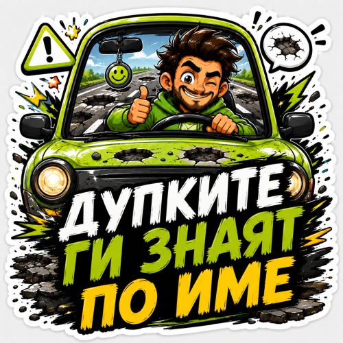 Стикер "Дупките ги знаят по име"