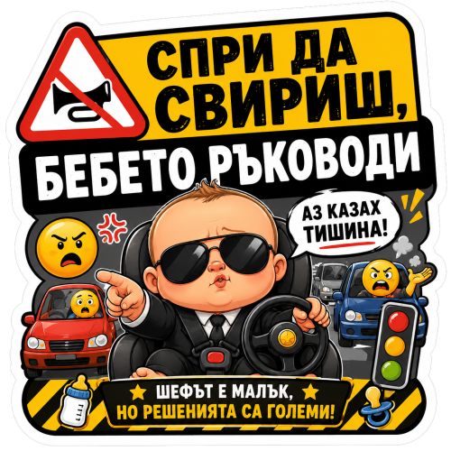 Стикер "Бебето ръководи"