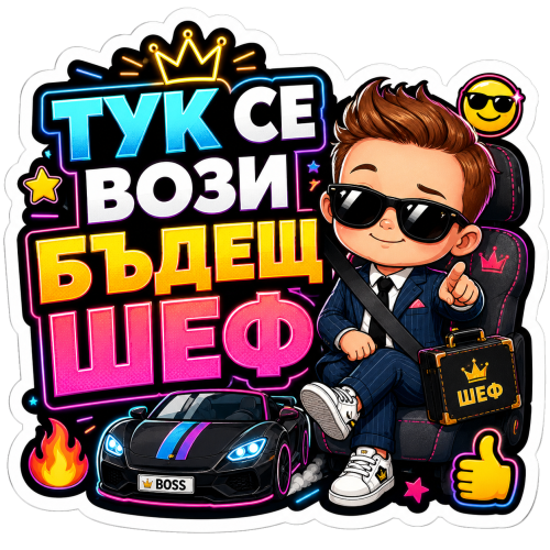 Стикер "Тук се вози бъдещ шеф"