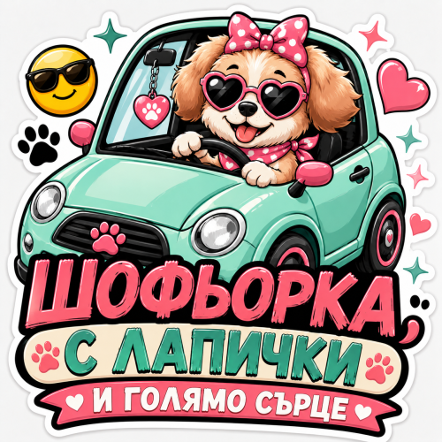 Стикер "Шофьорка с лапички"